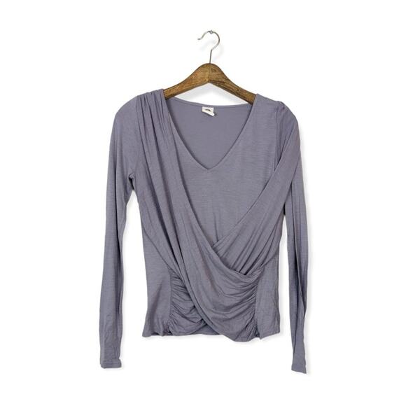 Akemi + Kin Tops - Anthro Akemi + Kin Lavender Grey Cross Drape Ruched Long Sleeve Top Size S
